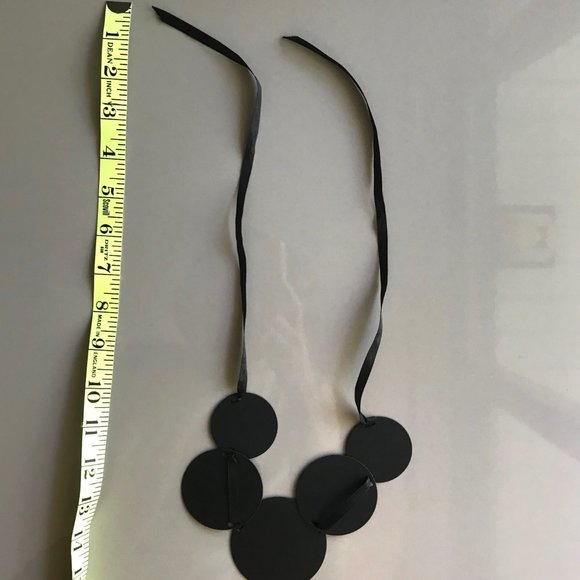 Metal and Ribbon Geometric Necklace - Picture 5 of 5